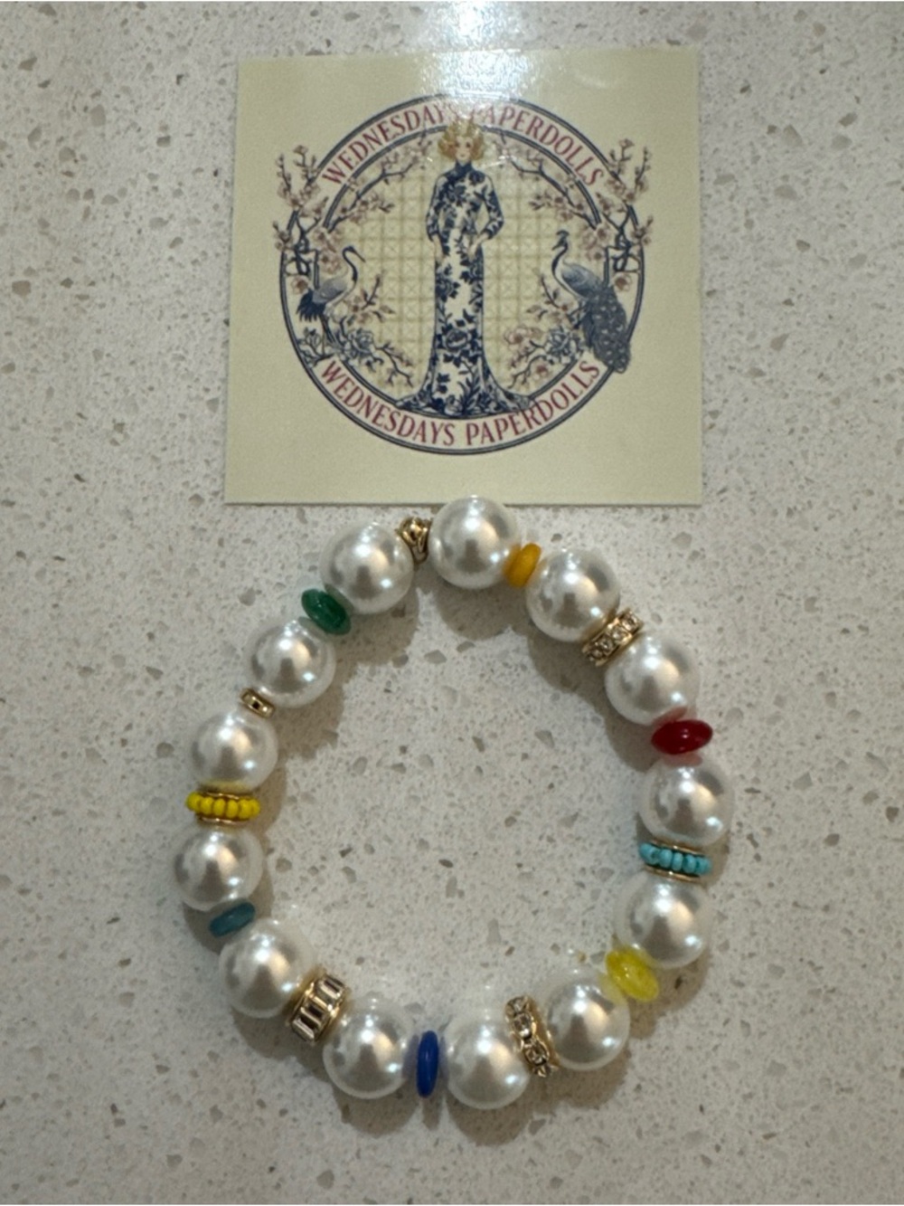 Anthropologie Colorful Beaded Pearl Bracelet